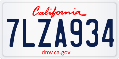 CA license plate 7LZA934