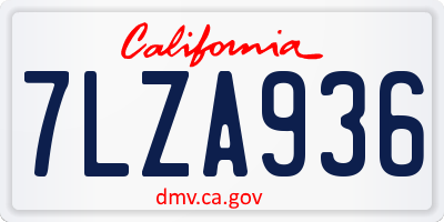 CA license plate 7LZA936
