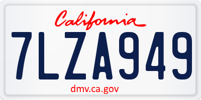 CA license plate 7LZA949