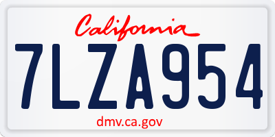 CA license plate 7LZA954