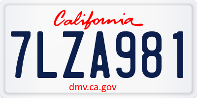 CA license plate 7LZA981