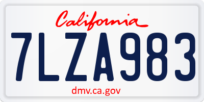 CA license plate 7LZA983
