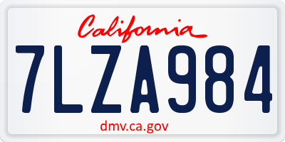 CA license plate 7LZA984