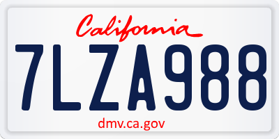 CA license plate 7LZA988