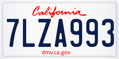 CA license plate 7LZA993