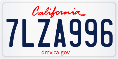 CA license plate 7LZA996