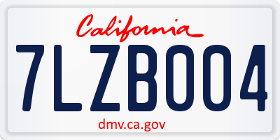 CA license plate 7LZB004