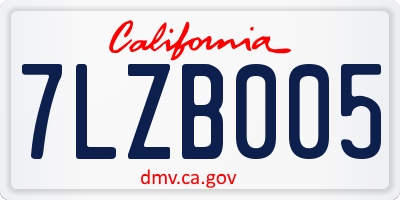 CA license plate 7LZB005