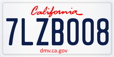 CA license plate 7LZB008