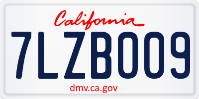 CA license plate 7LZB009