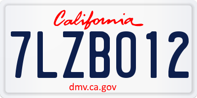 CA license plate 7LZB012