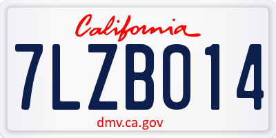 CA license plate 7LZB014