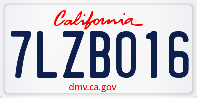 CA license plate 7LZB016