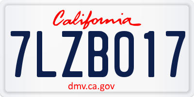 CA license plate 7LZB017