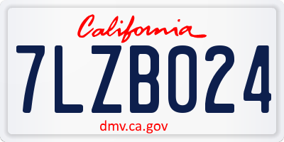CA license plate 7LZB024