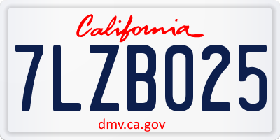 CA license plate 7LZB025
