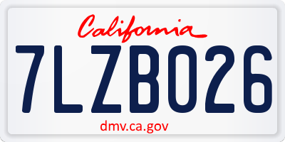 CA license plate 7LZB026