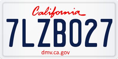 CA license plate 7LZB027