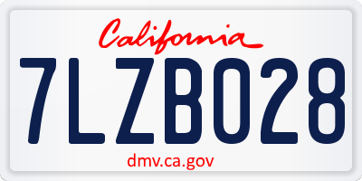 CA license plate 7LZB028