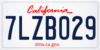 CA license plate 7LZB029