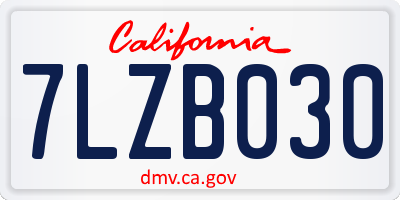 CA license plate 7LZB030