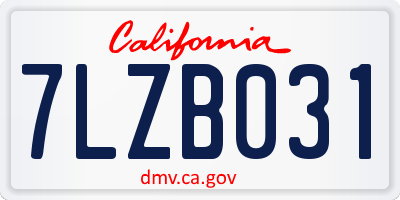 CA license plate 7LZB031
