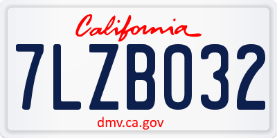 CA license plate 7LZB032