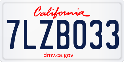 CA license plate 7LZB033