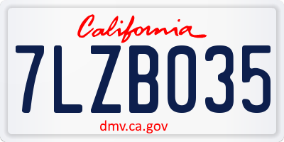 CA license plate 7LZB035