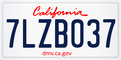 CA license plate 7LZB037