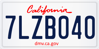 CA license plate 7LZB040