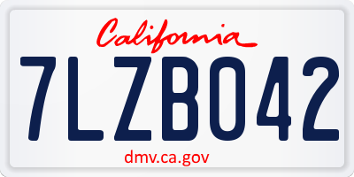 CA license plate 7LZB042