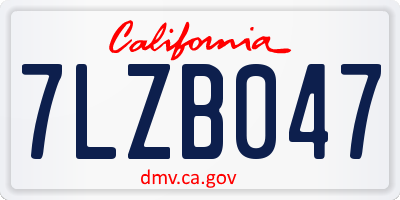 CA license plate 7LZB047