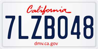 CA license plate 7LZB048