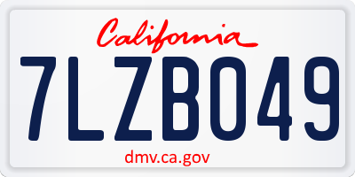 CA license plate 7LZB049