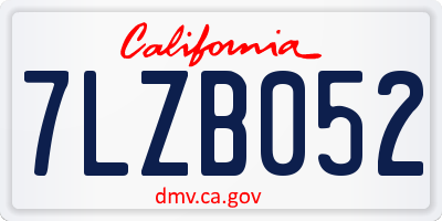 CA license plate 7LZB052