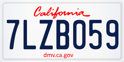 CA license plate 7LZB059