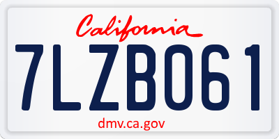 CA license plate 7LZB061