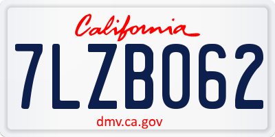 CA license plate 7LZB062