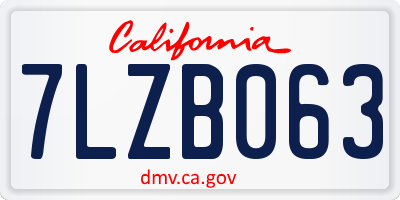 CA license plate 7LZB063