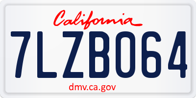 CA license plate 7LZB064