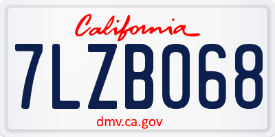 CA license plate 7LZB068