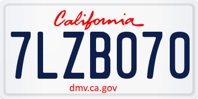 CA license plate 7LZB070
