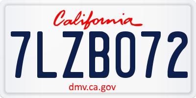 CA license plate 7LZB072