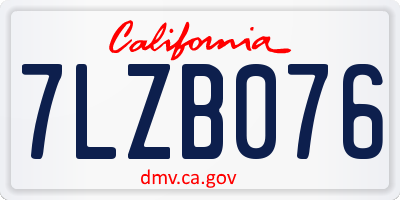 CA license plate 7LZB076