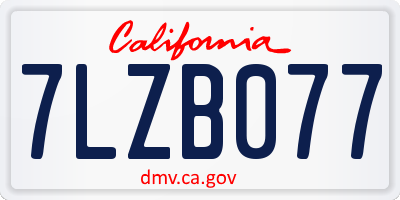 CA license plate 7LZB077