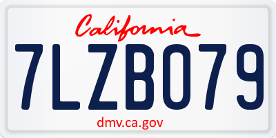 CA license plate 7LZB079