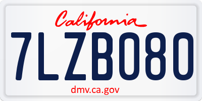 CA license plate 7LZB080