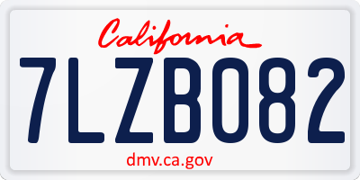 CA license plate 7LZB082