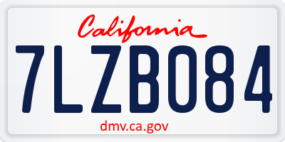 CA license plate 7LZB084